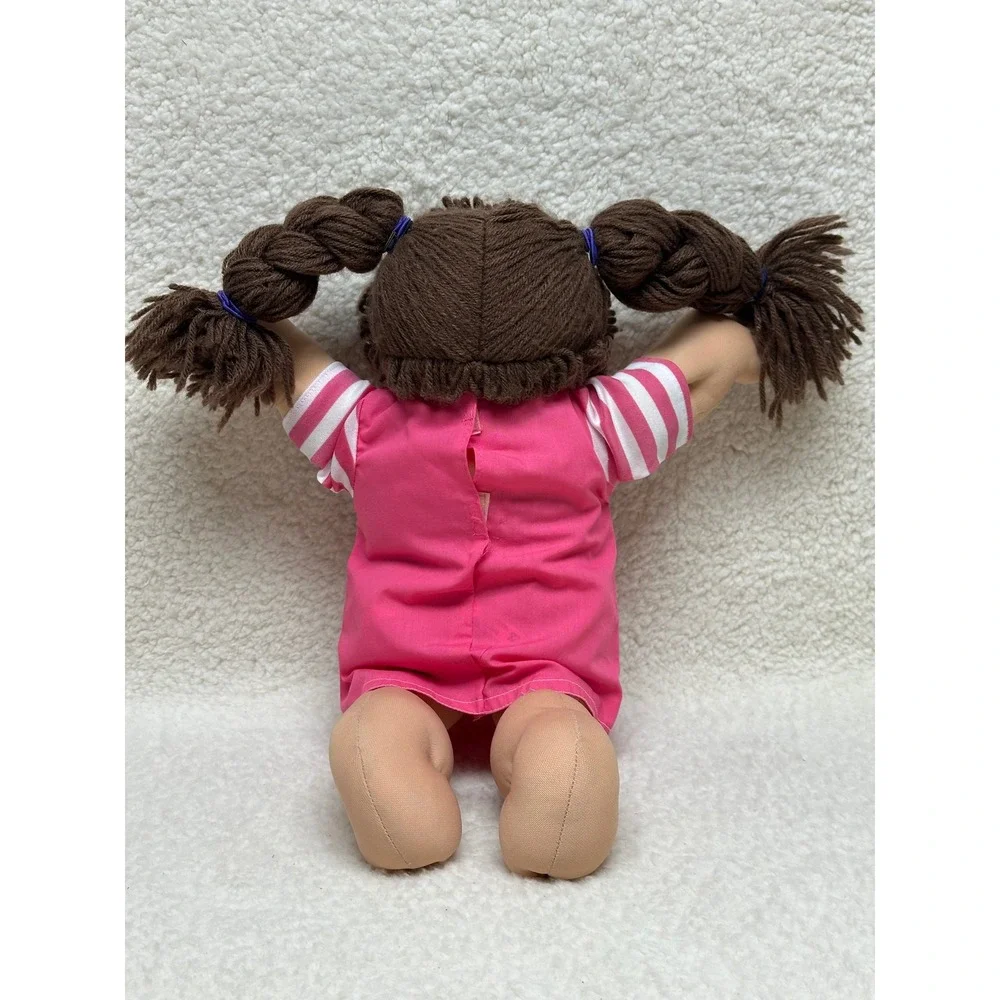 Cabbage Patch Kids Doll 1985 Xavier Roberts Brown Hair Pink Jumper Vintage